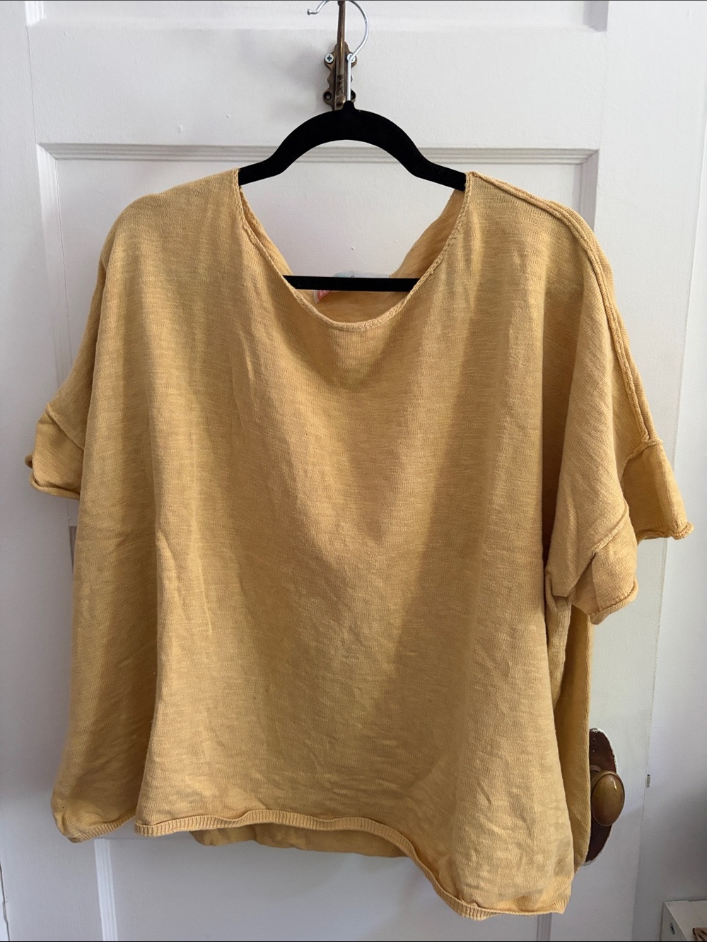 Relaxed Cotton Short-Sleeve Top in Mustard